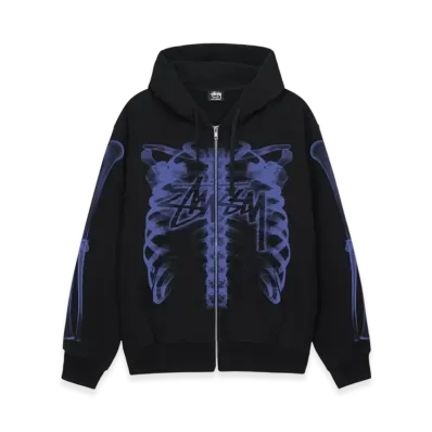 Stussy Rib Cage Zip Hoodie "Black/Purple"
