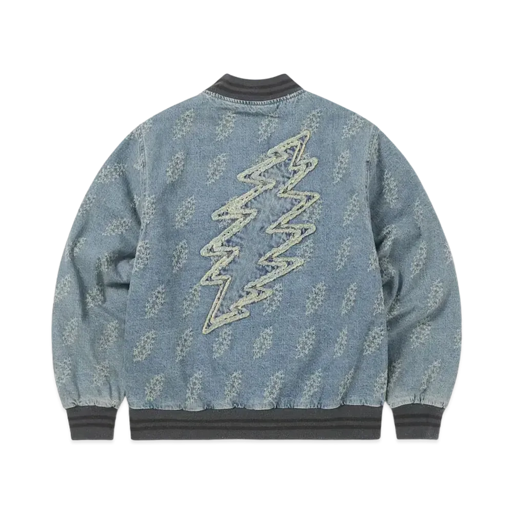 thisisneverthat GD Lightning Denim Varsity Jacket "Washed Blue"