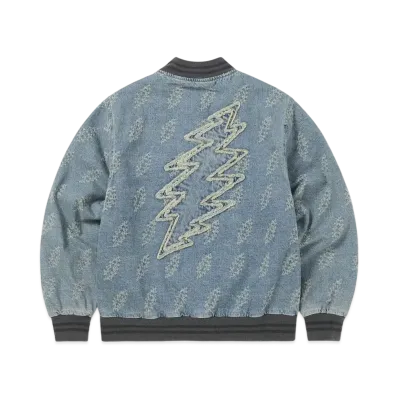 thisisneverthat GD Lightning Denim Varsity Jacket "Washed Blue"
