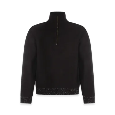 Maison Margiela Women's Maglia In Lana Con Zip A Un Quarto "Brown"