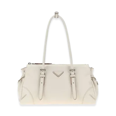 PRADA Women's Chalk Leather Medium PRADA Women's Bonnie Shoulder Bag "White"