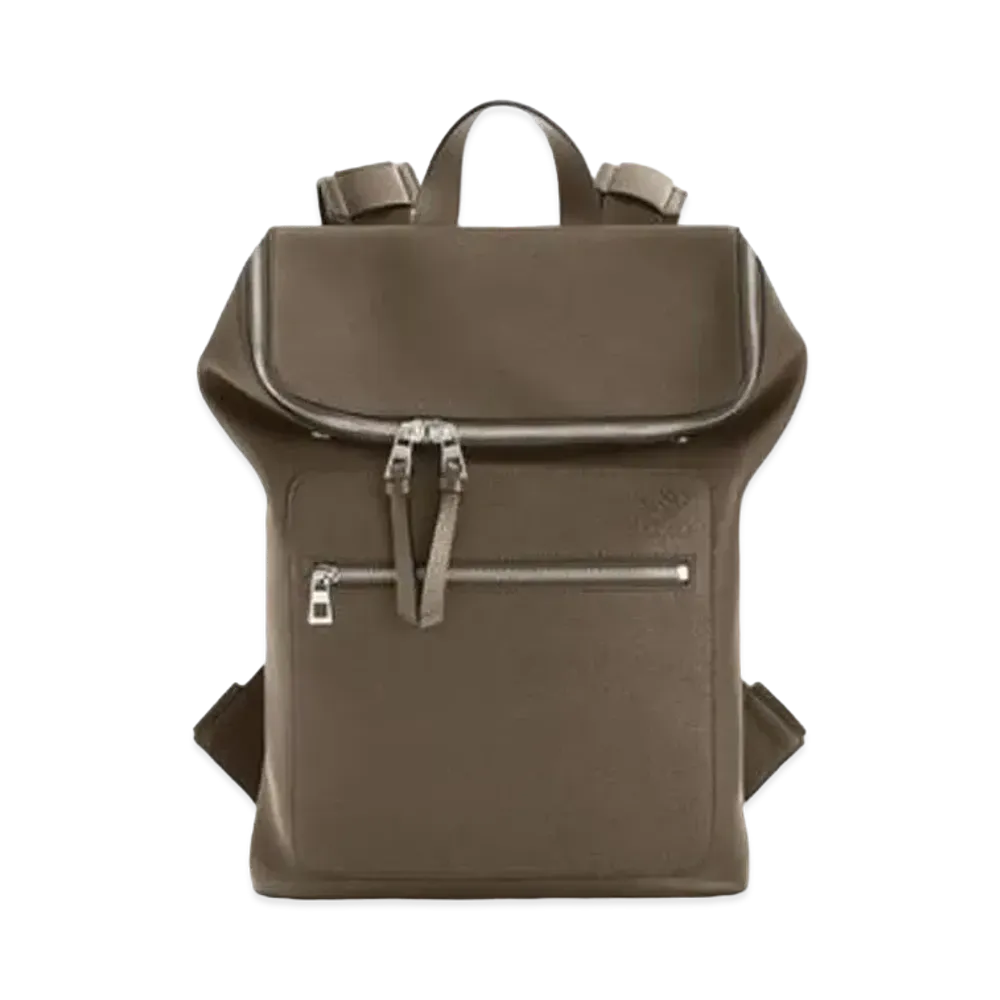 LOEWE Slim Goya Backpack In Soft Grained Calfskin "Dark Moss"