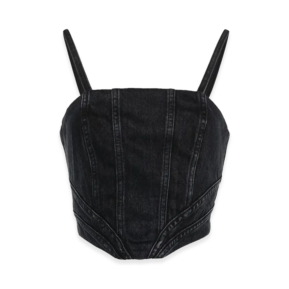 AMIRI Women's Denim Corset "Faded Black"
