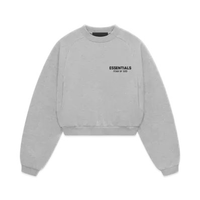 FEAR OF GOD Essentials Women's Fleece Cropped Crewneck "Light Heather Gray"
