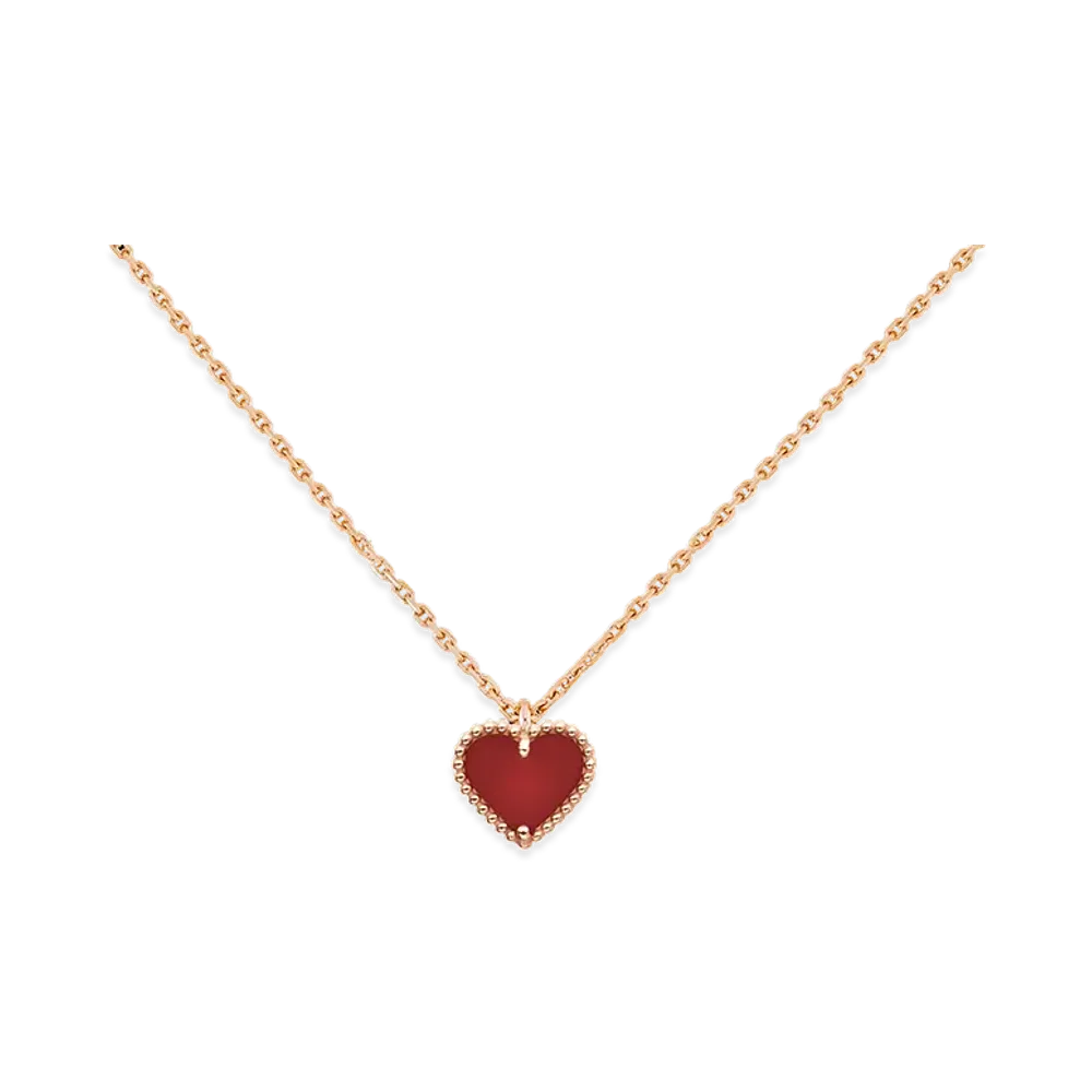 Van Cleef & Arpels Sweet Alhambra heart pendant "18K Rose Gold/Carnelian"