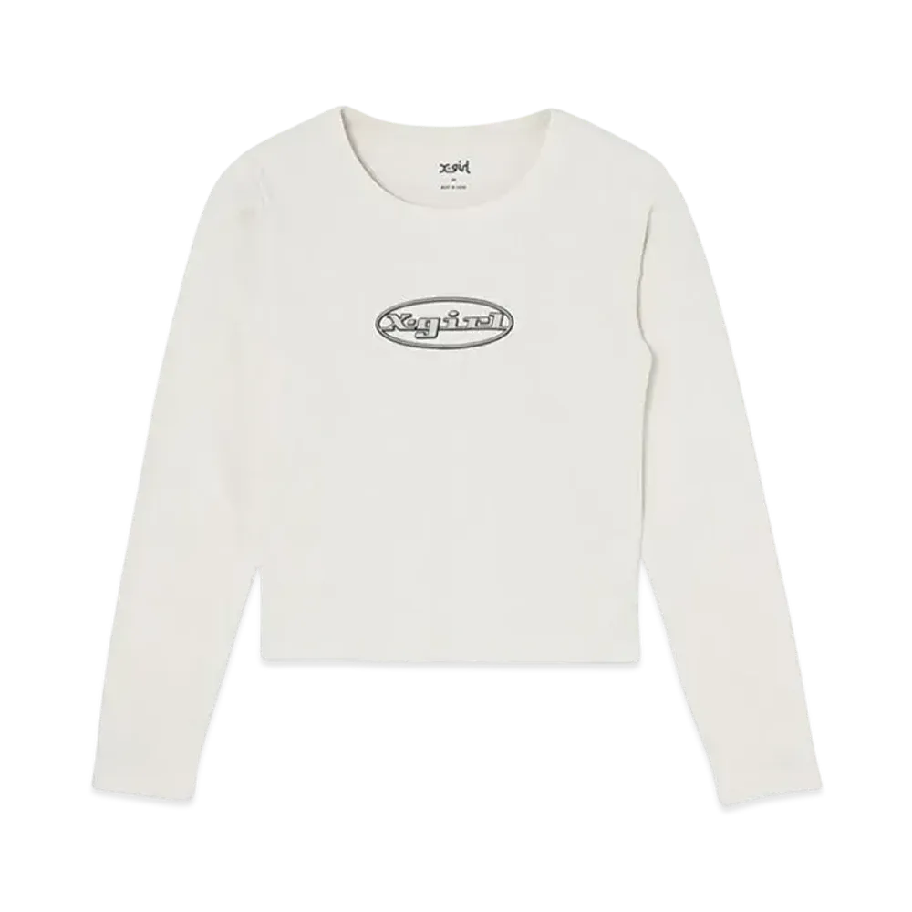 X-Girl Emblem Oval Logo L/S Baby Tee "White"