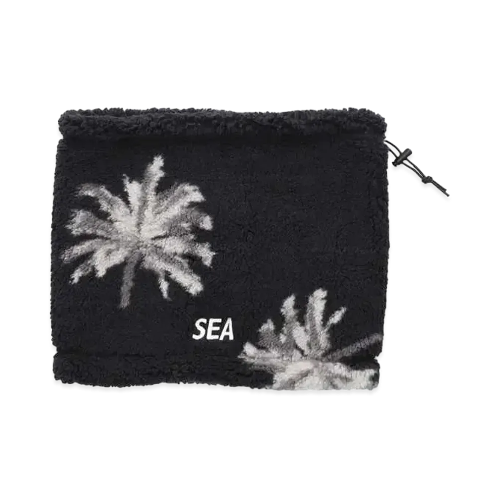WIND AND SEA Palm Tree Pattern Fleece Neck Warmer "Black"
