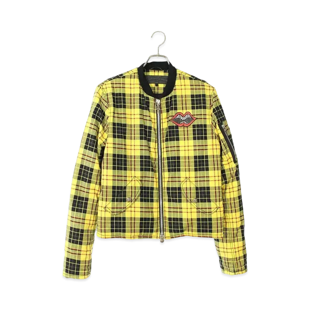 Chrome Hearts PPO Chomper Check Pattern Double Zip Filling Jacket "Yellow"