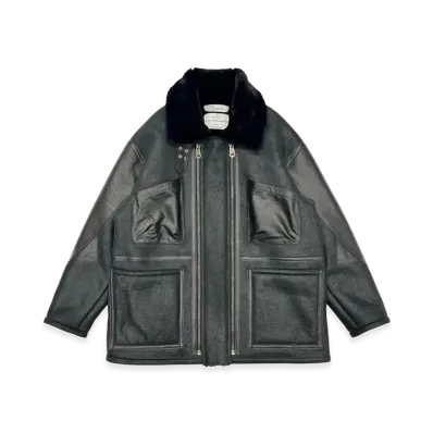 DAIRIKU W-Zip Mouton Flight Jacket "Black"