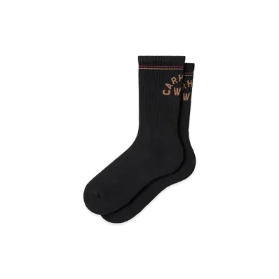 Carhartt WIP Arch Script Socks "Black/WIP H Brown"