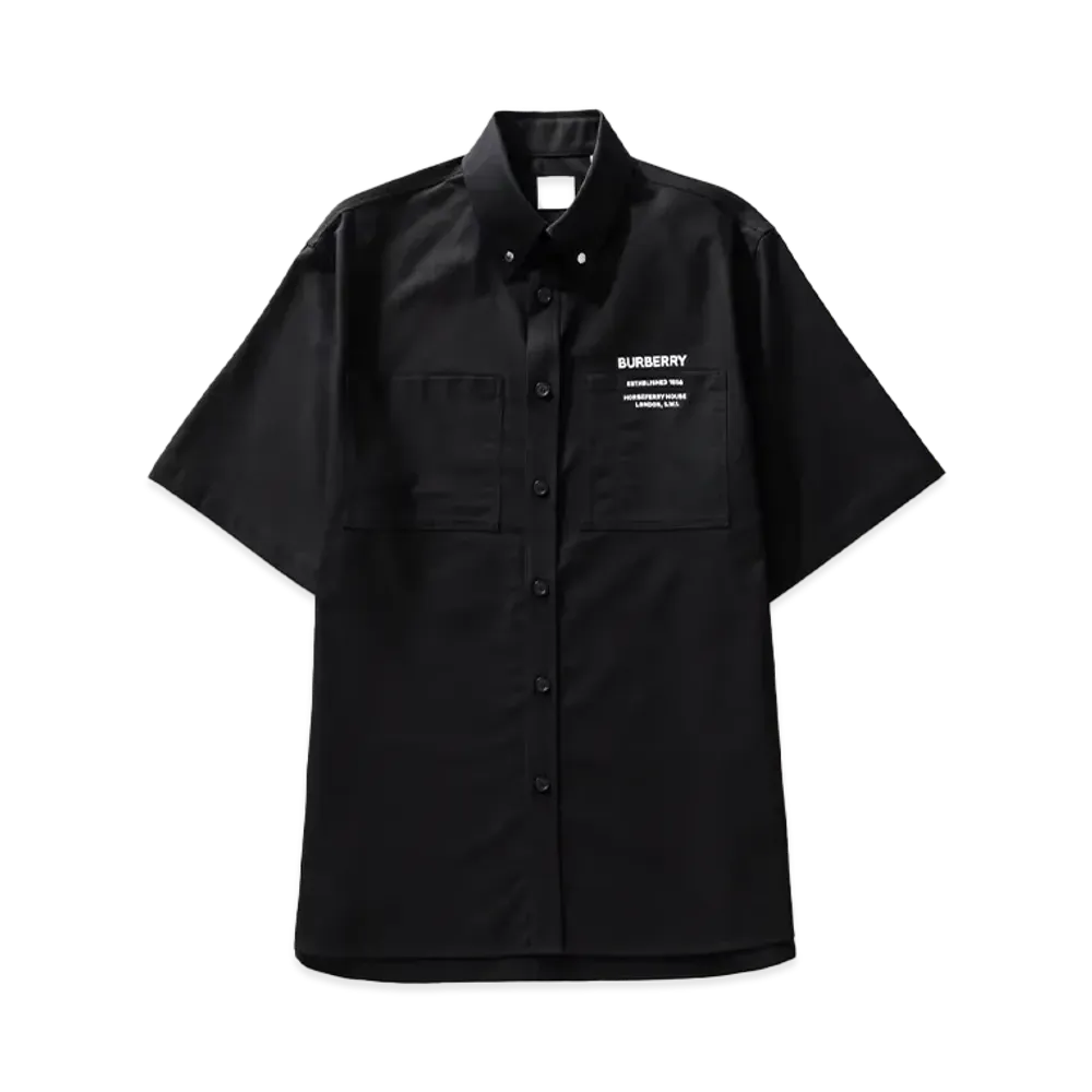 Burberry Rubberized Logo Short Sleeve Shirt "Black"