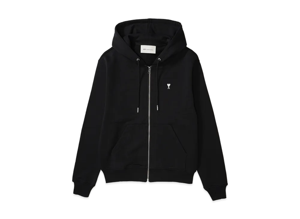 AMI PARIS Cotton Ami De Coeur Zipped Hoodie "Black"