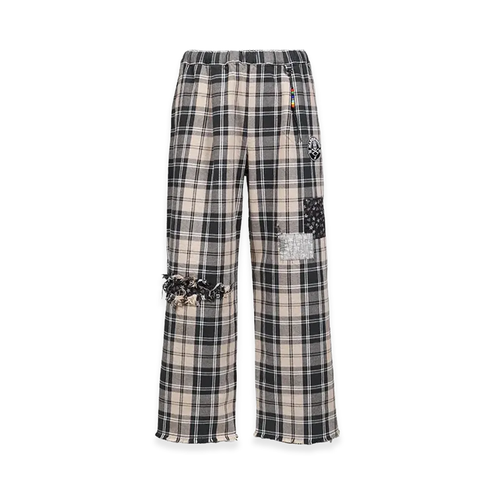 SWJP x mastermind JAPAN Plaid Flannel Beach Pants "Black"