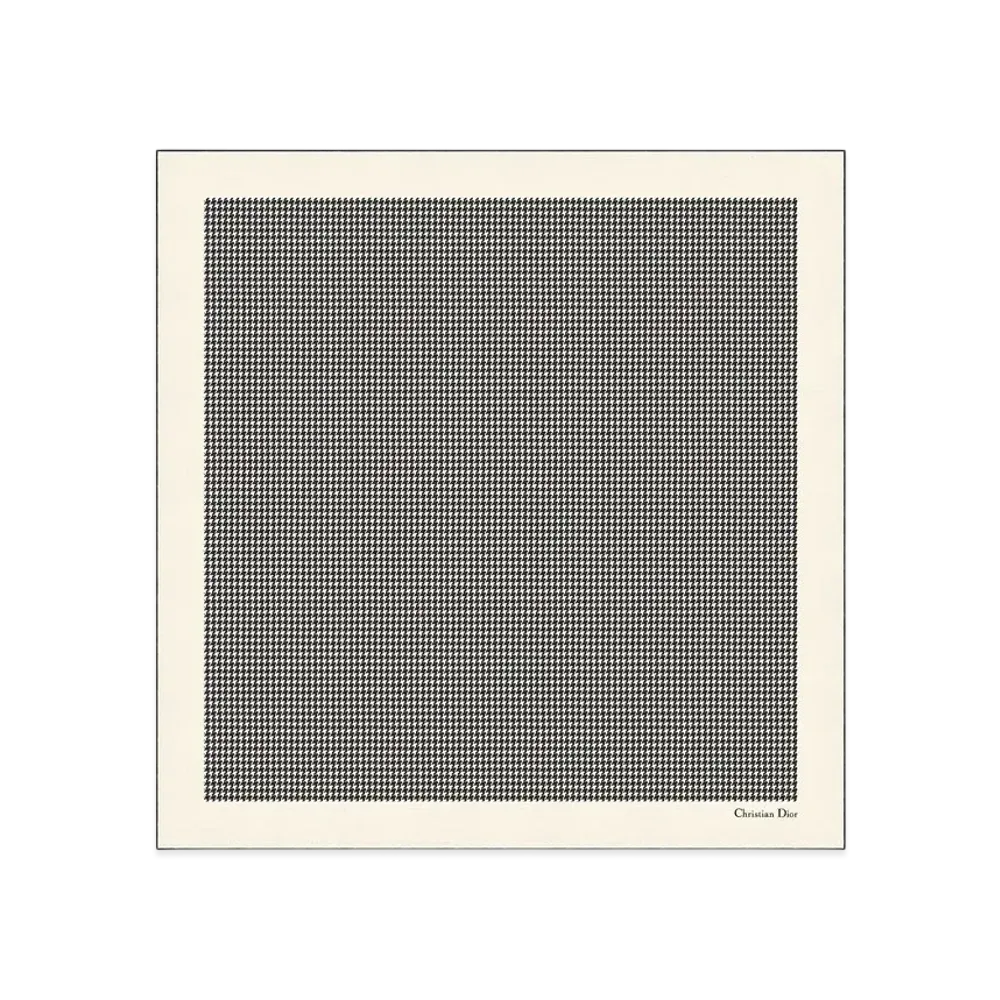 Dior 30 Montaigne 90 Square Scarf Silk Twill "Ivory/Black"