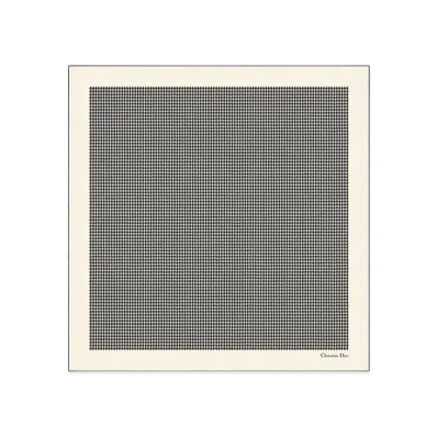 Dior 30 Montaigne 90 Square Scarf Silk Twill "Ivory/Black"
