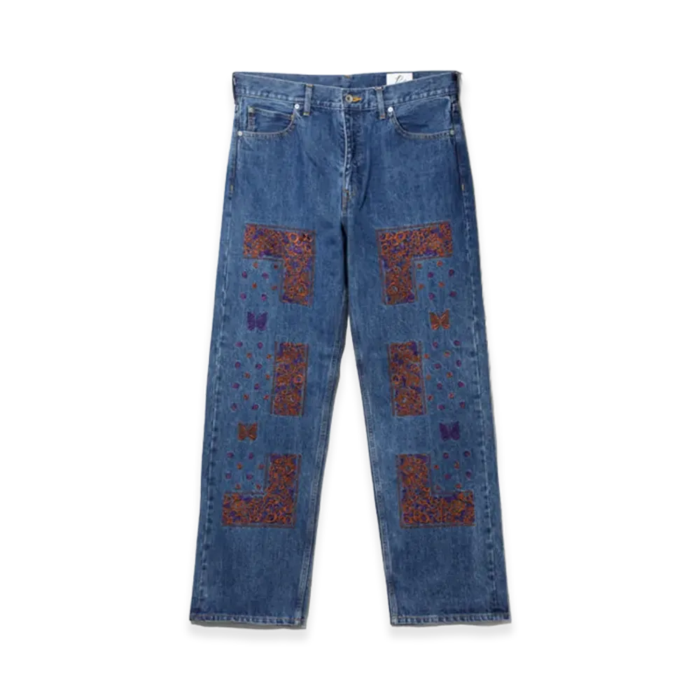 NEEDLES x NOMARHYTHM TEXTILE Bandana EMB. Denim Pant "Brown"