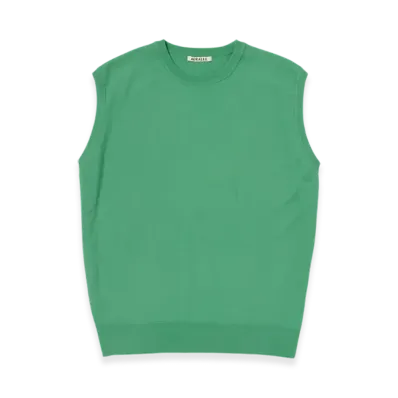 AURALEE Super High Gauge Wool Knit Vest "Jade Green"