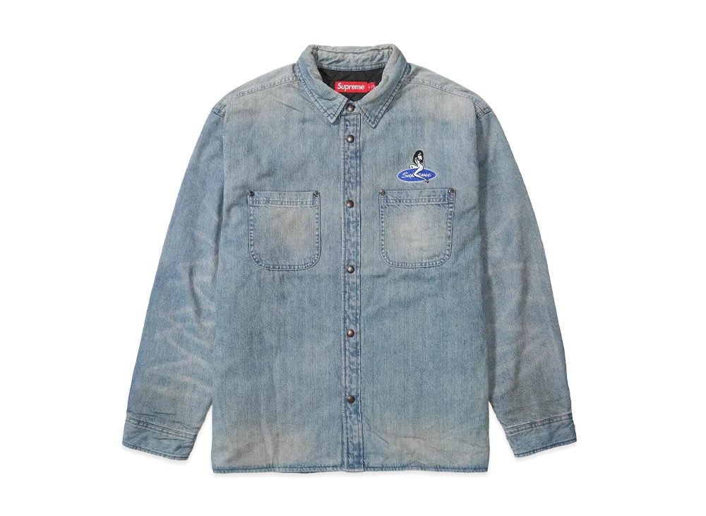 Supreme Quilted Lined Denim Snap Shirt "Dirty Indigo"
