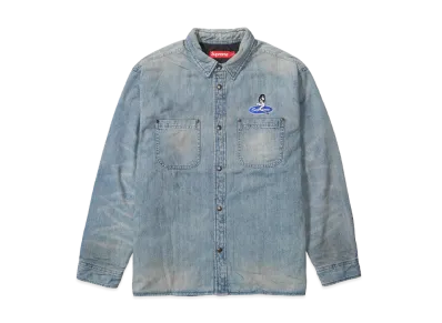 Supreme Quilted Lined Denim Snap Shirt "Dirty Indigo"