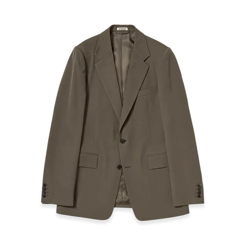AURALEE Light Wool Max Gabardine Jacket "Dark Olive Brown"