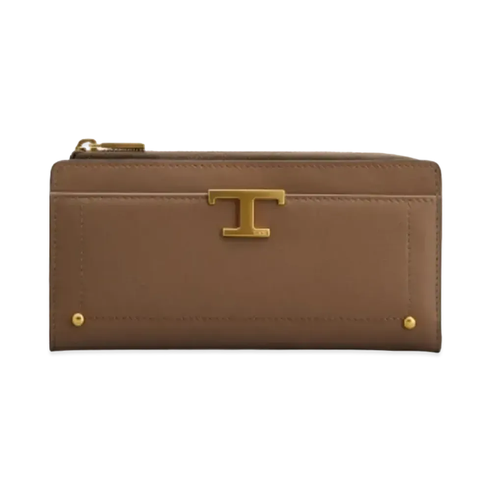 TOD'S T Timeless Wallet In Leather "Brown"