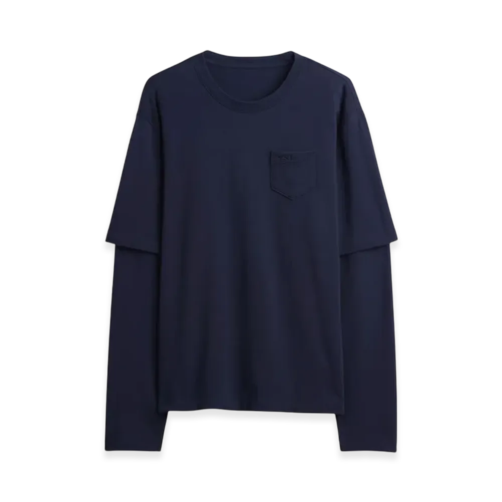 Gap x Sandy Liang Heavyweight Organic Cotton Layered T-Shirt "Navy Uniform"