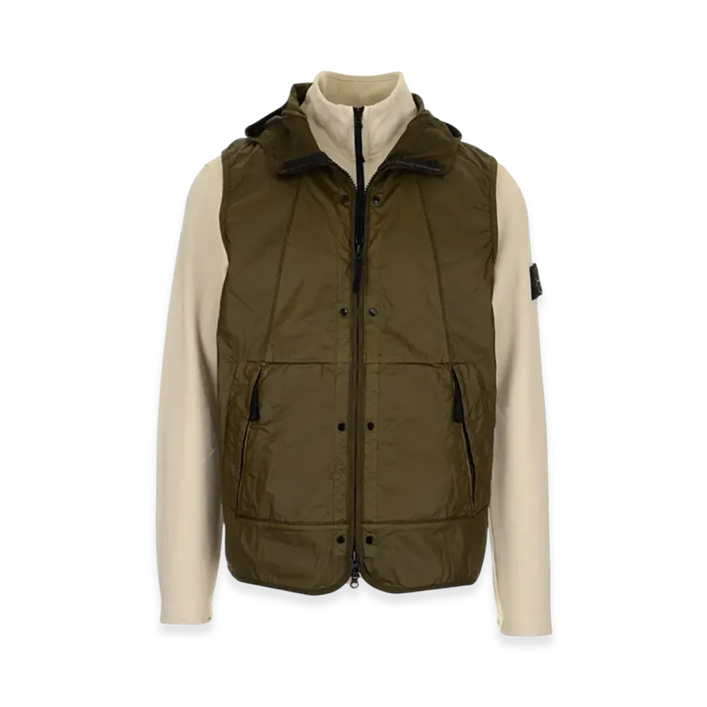 Stone Island 63352 Cotton Fleece + Mussola Gommata Canvas Sweatshirt - 21SS "Ivory"