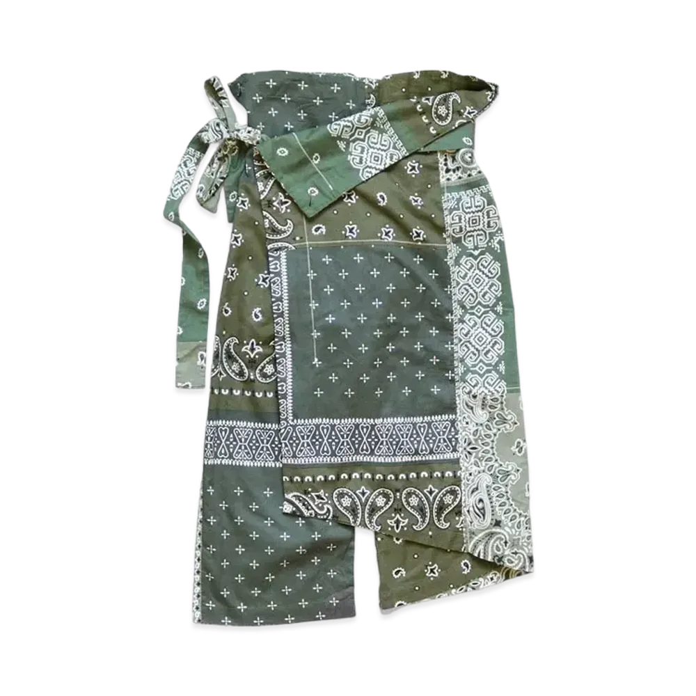 KAPITAL GAUZE BANDA NAPATWORK PT WRAP PANTS "Khaki"