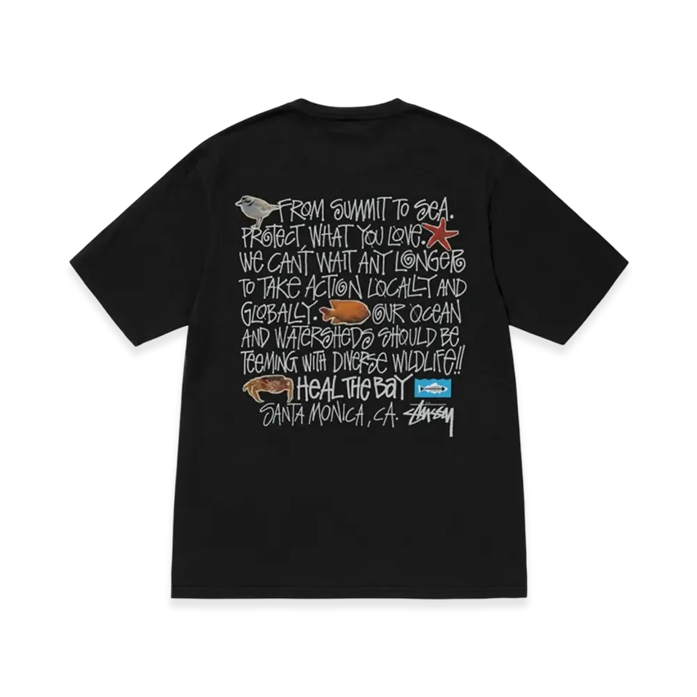 Stussy x Heal The Bay Summit To Sea Pigment Dyed Tee "Black"
