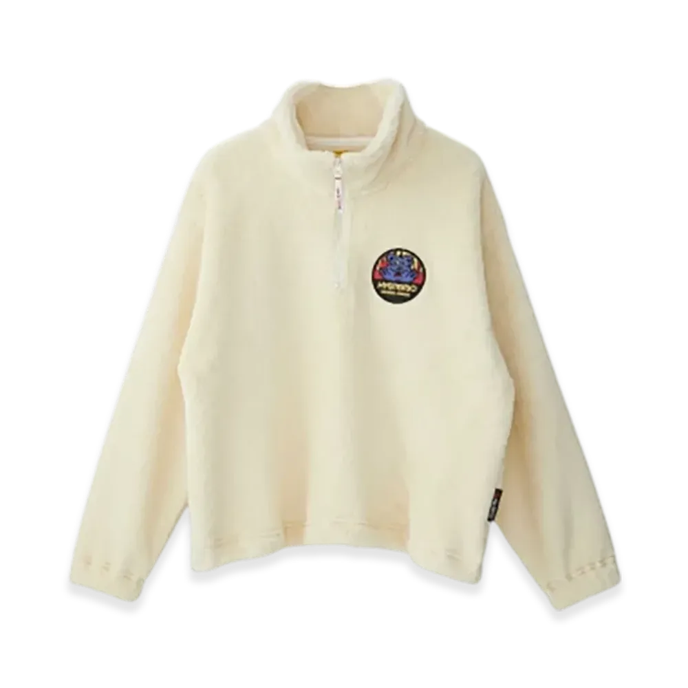 HYSTERIC GLAMOUR Burning Sounds Patch Half-Zip Sweatshirt "White"