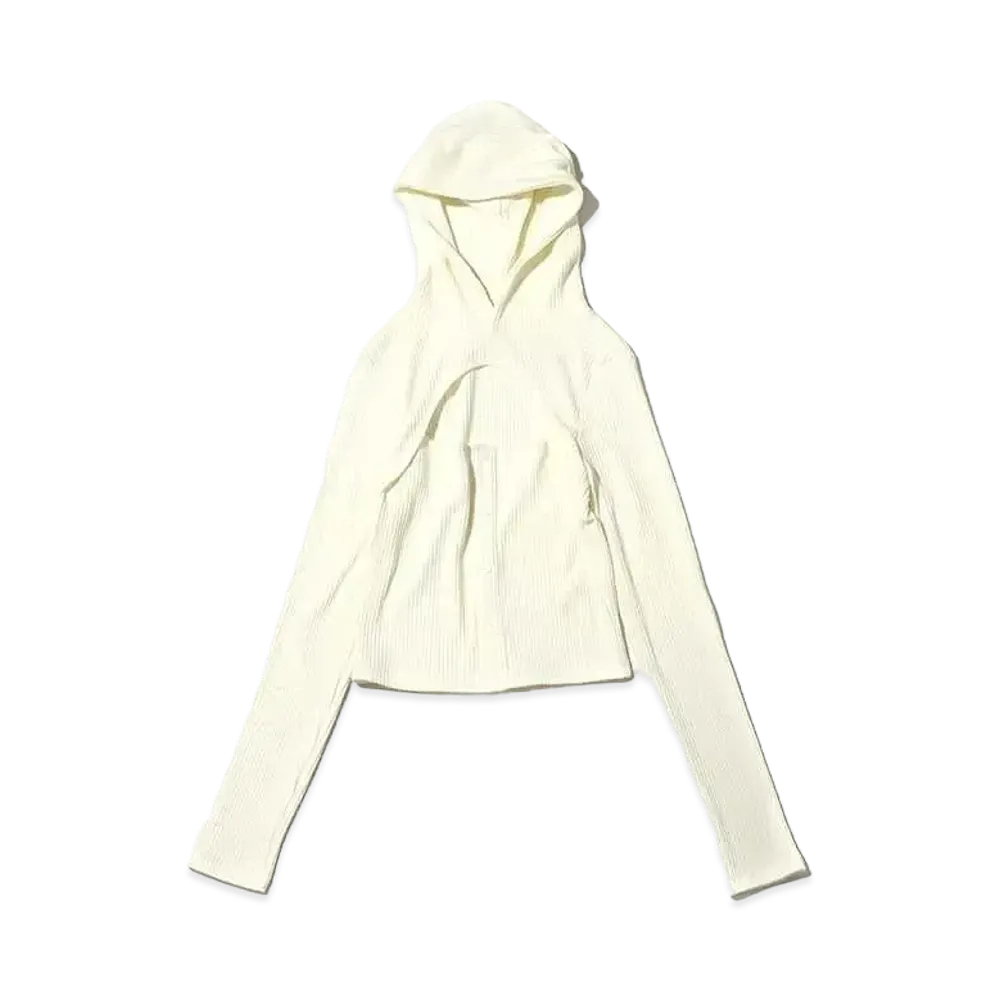 atmos pink Layered Knit Hoodie "White"