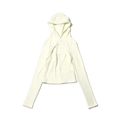 atmos pink Layered Knit Hoodie "White"