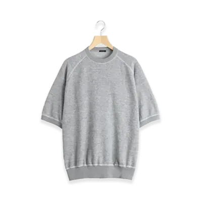 COMOLI Grey French Terry S/S Crew "Grey"