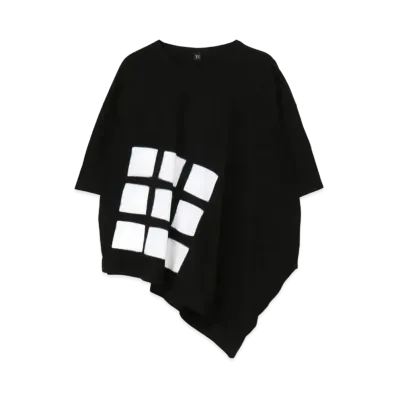 Yohji Yamamoto Y's STRONG TWIST BOARD DYE SIDE DRAPE T "Black"