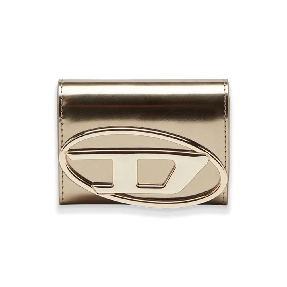 Diesel 1Dr Card Holder Bi-Fold Zip Iii Bi-Fold Card Holder In Mirrored Leather "Bronze"