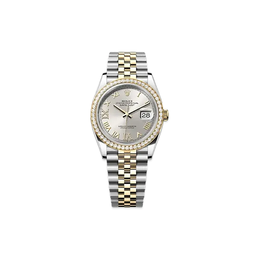 ROLEX Datejust 36mm Oystersteel & Yellow Gold Diamond 126283RBR "Silver"