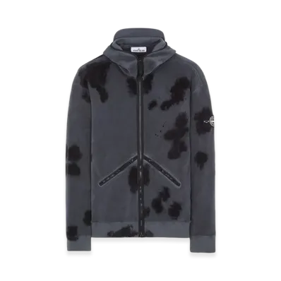 Stone Island 658E4 Hand Colouring And Garment Dyeing On Cotton Pile Full Zip Up Hooded Sweatshirt - 23FW "Lead"