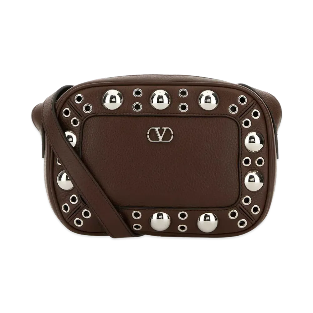 Valentino Leather Nellcote Shoulder Bag "Brown"