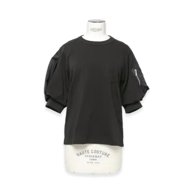 sacai Nylon Twill x Cotton Jersey T-Shirt "Black/Black"
