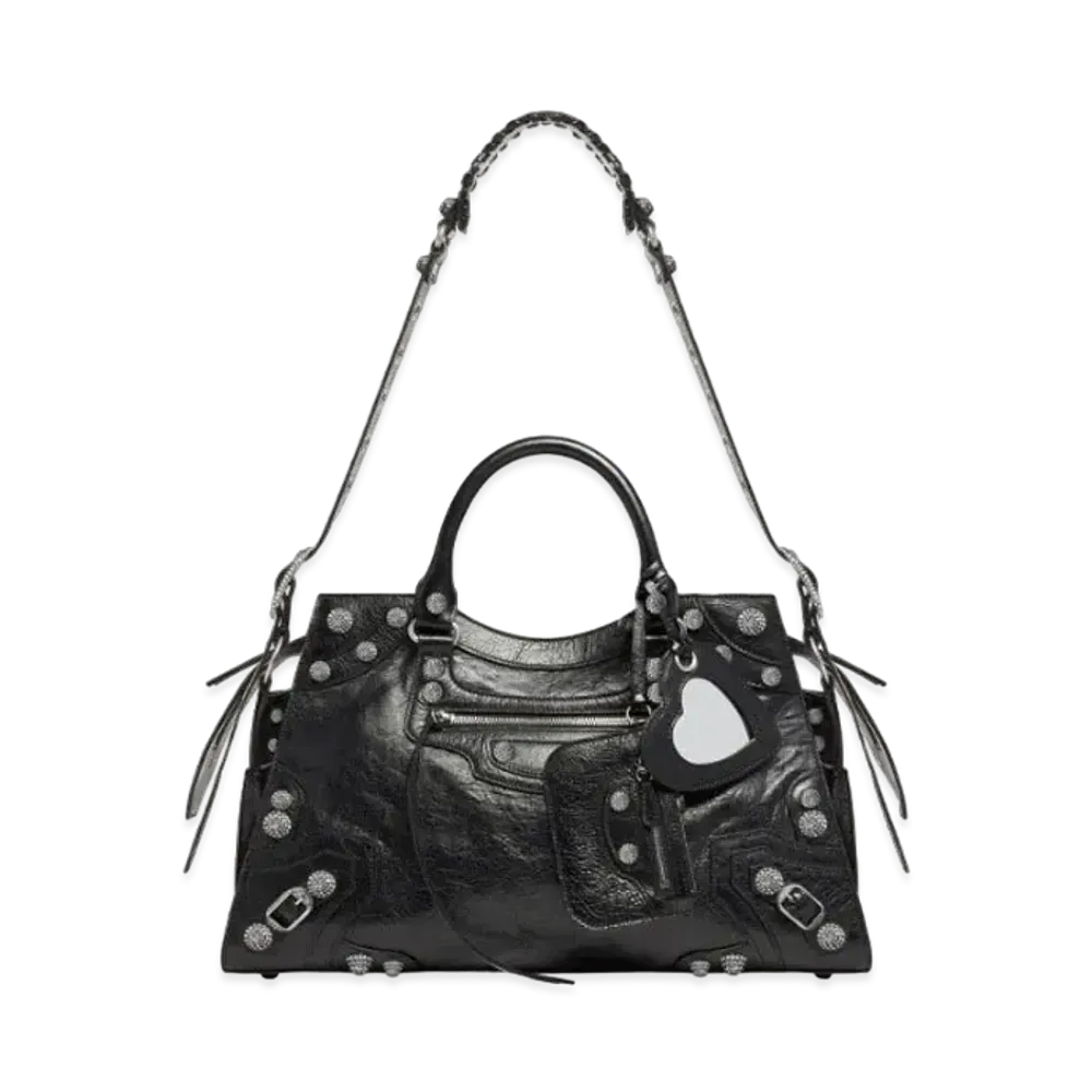BALENCIAGA Neo Cagole City Handbag With Rhinestones "Black"