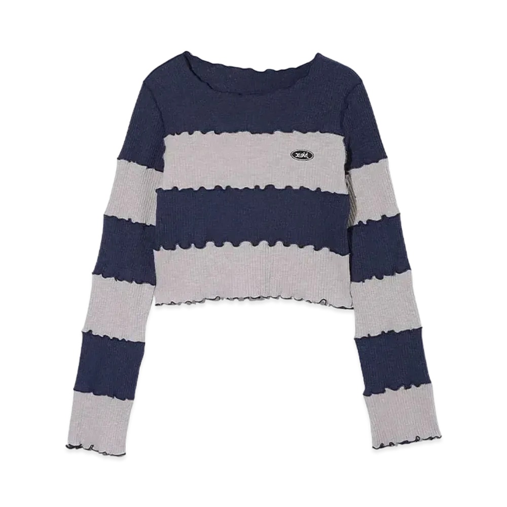 X-Girl Striped Cropped Top "Navy"