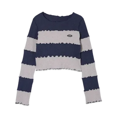 X-Girl Striped Cropped Top "Navy"