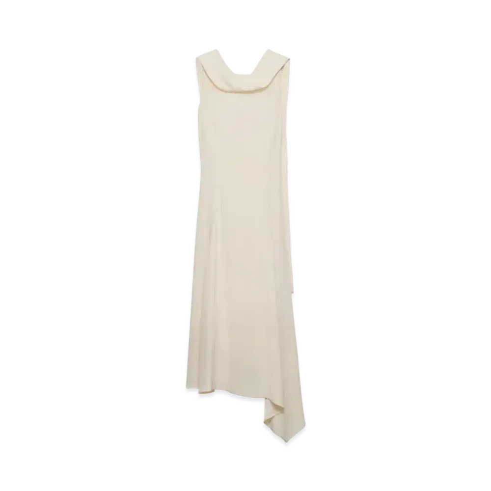PRADA Women's Asymmetrical Satin Crepe Dress "Ivory"