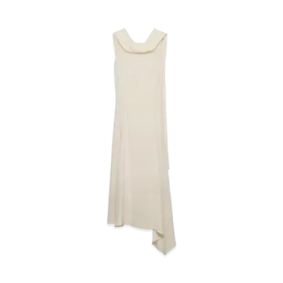 PRADA Women's Asymmetrical Satin Crepe Dress "Ivory"