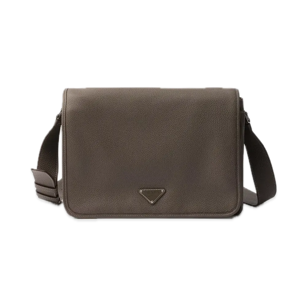 PRADA Leather Shoulder Bag "Gray Brown"