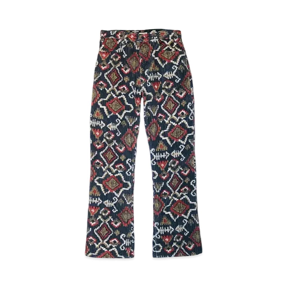 KAPITAL TAPESTRY CORDUROY BOOTS CUT PANTS "Navy"