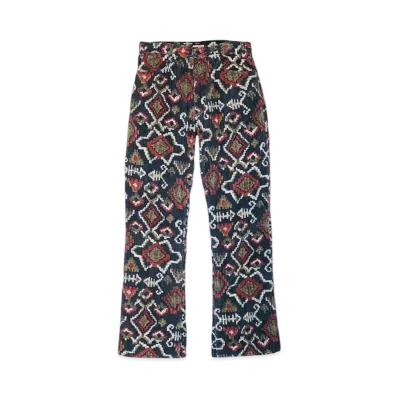 KAPITAL TAPESTRY CORDUROY BOOTS CUT PANTS "Navy"