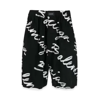BALENCIAGA Scribble Logo Bermuda Shorts "Black"