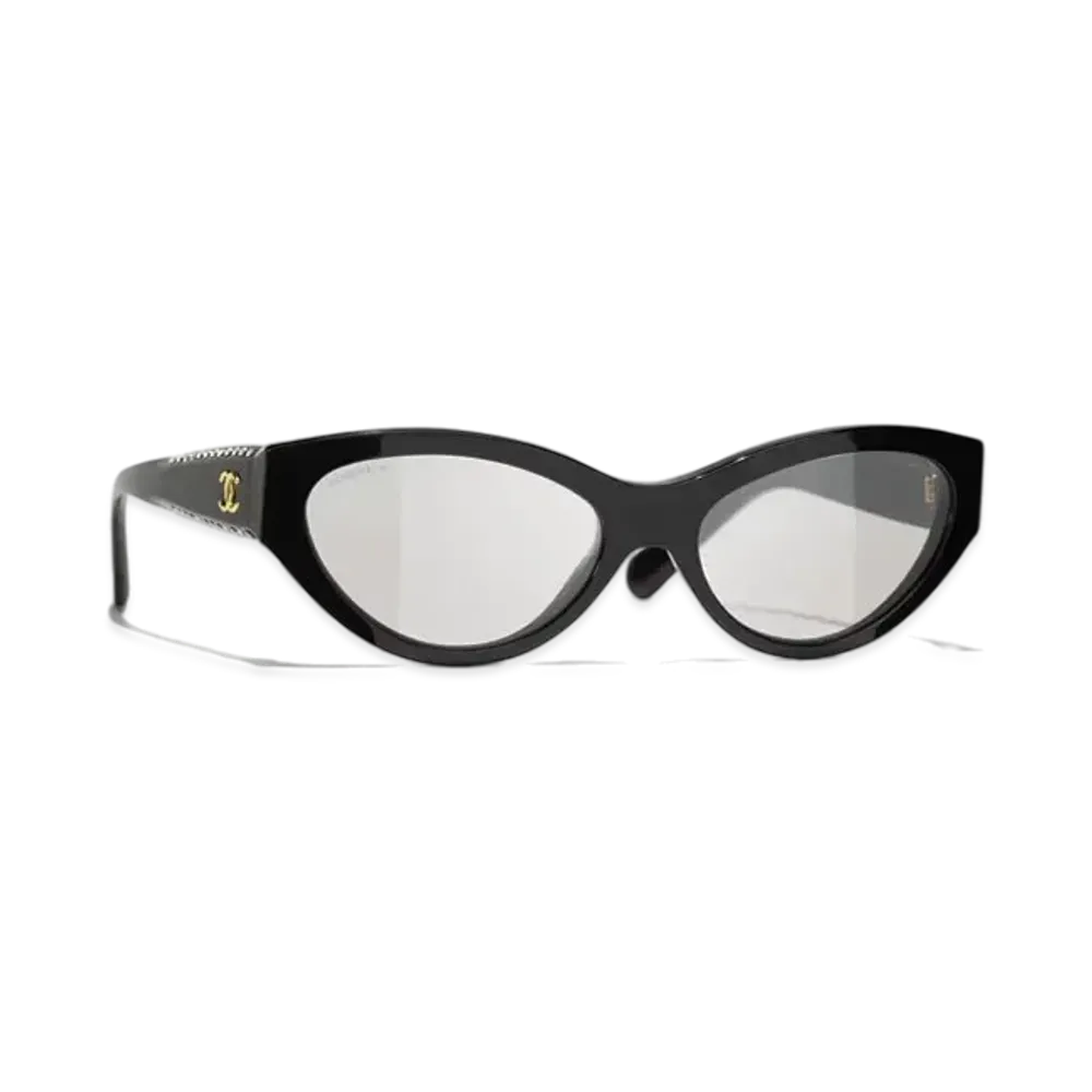 CHANEL Cat Eye Sunglasses Acetate & Strass "Black/Gray"