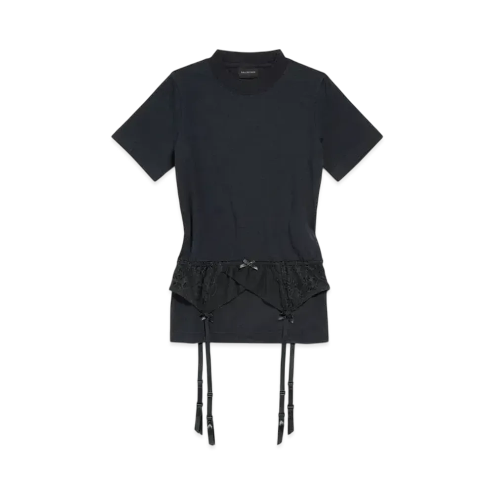 BALENCIAGA Women's Lingerie T-Shirt "Faded Black"